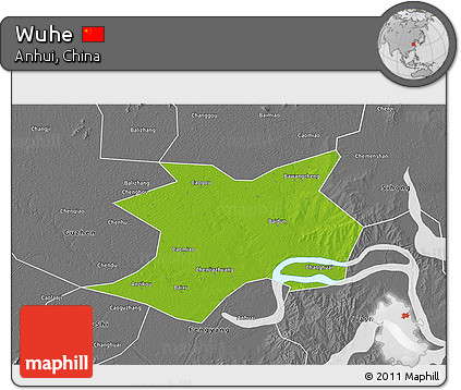 Physical 3D Map of Wuhe, desaturated