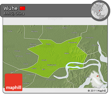 Physical 3D Map of Wuhe, semi-desaturated