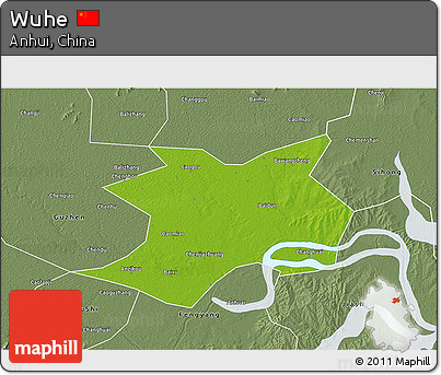 Physical 3D Map of Wuhe, semi-desaturated