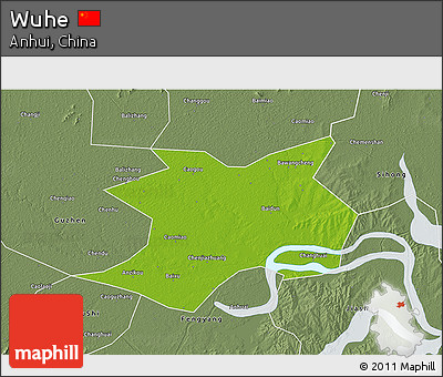 Physical 3D Map of Wuhe, semi-desaturated