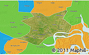 Satellite 3D Map of Wuhe, political outside