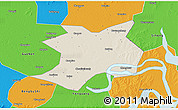 Shaded Relief 3D Map of Wuhe, political outside