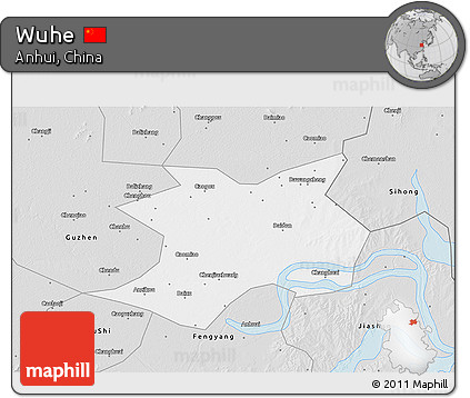 Silver Style 3D Map of Wuhe