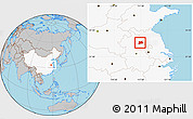 Gray Location Map of Wuhe, highlighted country