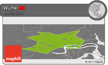 Physical Panoramic Map of Wuhe, desaturated