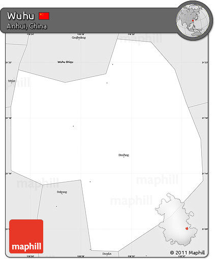 Silver Style Simple Map of Wuhu