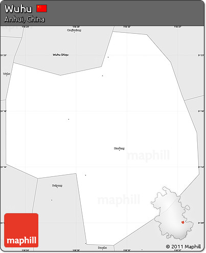 Silver Style Simple Map of Wuhu