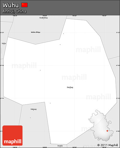 Silver Style Simple Map of Wuhu
