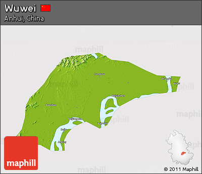 Physical 3D Map of Wuwei, cropped outside