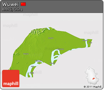 Physical 3D Map of Wuwei, cropped outside