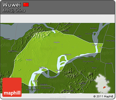 Physical 3D Map of Wuwei, darken