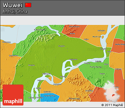 Physical 3D Map of Wuwei, political outside