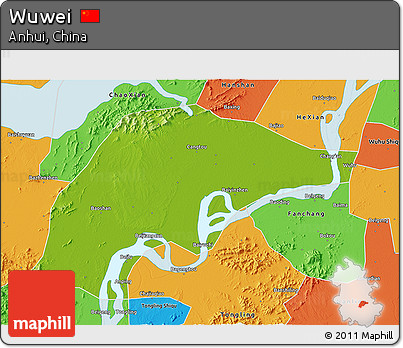 Physical 3D Map of Wuwei, political outside