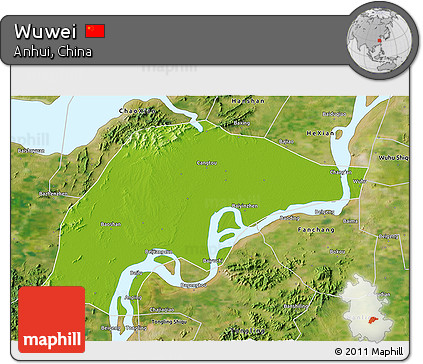 Physical 3D Map of Wuwei, satellite outside