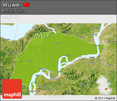 Physical 3D Map of Wuwei, satellite outside