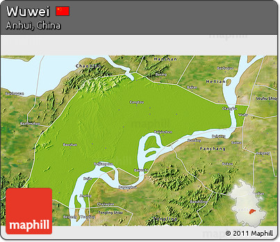 Physical 3D Map of Wuwei, satellite outside