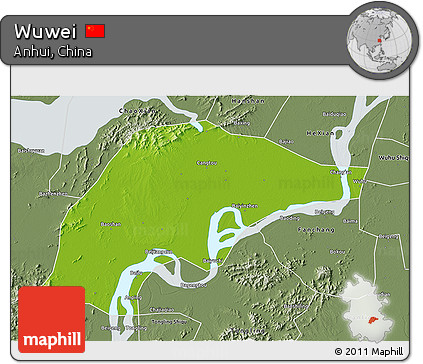 Physical 3D Map of Wuwei, semi-desaturated