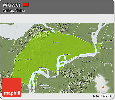 Physical 3D Map of Wuwei, semi-desaturated