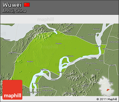 Physical 3D Map of Wuwei, semi-desaturated