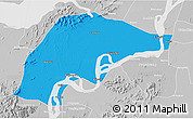 Political 3D Map of Wuwei, lighten, desaturated