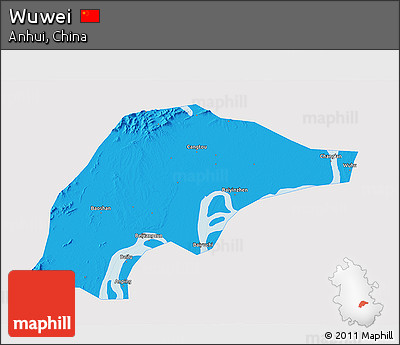 Political 3D Map of Wuwei, single color outside