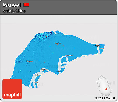 Political 3D Map of Wuwei, single color outside