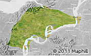 Satellite 3D Map of Wuwei, lighten, desaturated
