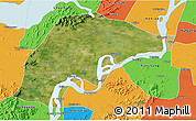 Satellite 3D Map of Wuwei, political outside