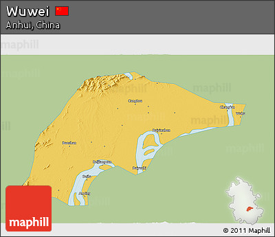 Savanna Style 3D Map of Wuwei, single color outside