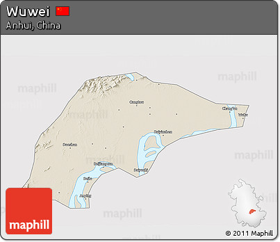 Shaded Relief 3D Map of Wuwei, cropped outside