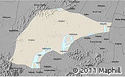 Shaded Relief 3D Map of Wuwei, darken, desaturated