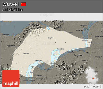 Shaded Relief 3D Map of Wuwei, darken
