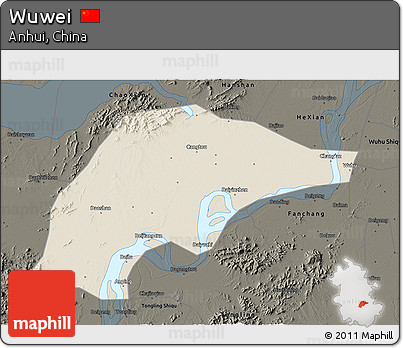 Shaded Relief 3D Map of Wuwei, darken