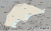 Shaded Relief 3D Map of Wuwei, darken, semi-desaturated