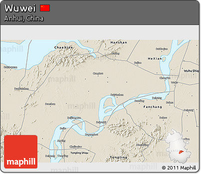 Shaded Relief 3D Map of Wuwei