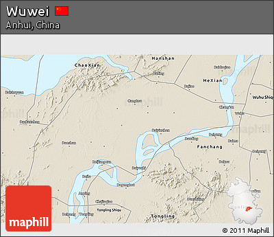 Shaded Relief 3D Map of Wuwei