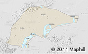Shaded Relief 3D Map of Wuwei, lighten, desaturated