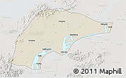 Shaded Relief 3D Map of Wuwei, lighten, semi-desaturated