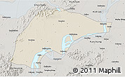 Shaded Relief 3D Map of Wuwei, semi-desaturated