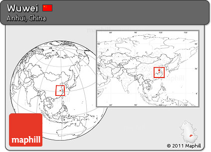 Blank Location Map of Wuwei, within the entire country
