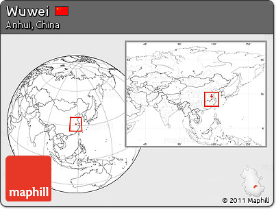 Blank Location Map of Wuwei, within the entire country