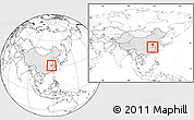 Blank Location Map of Wuwei, highlighted country, within the entire country