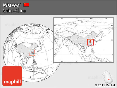 Blank Location Map of Wuwei, highlighted country, highlighted parent region, within the entire country