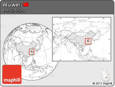 Blank Location Map of Wuwei, highlighted country, highlighted parent region, within the entire country