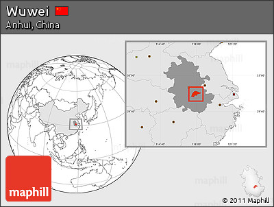 Blank Location Map of Wuwei, highlighted country, highlighted parent region