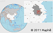 Gray Location Map of Wuwei, highlighted country, highlighted parent region