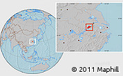 Gray Location Map of Wuwei, hill shading