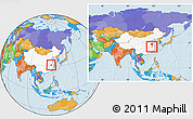 Political Location Map of Wuwei, highlighted country, within the entire country