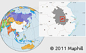 Political Location Map of Wuwei, highlighted country, highlighted parent region