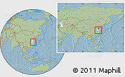 Savanna Style Location Map of Wuwei, highlighted parent region, within the entire country, hill shading